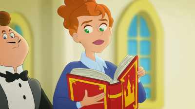 -[clears throat]
...with great formality...
-[continues gibbering] - Curious George: Royal Monkey