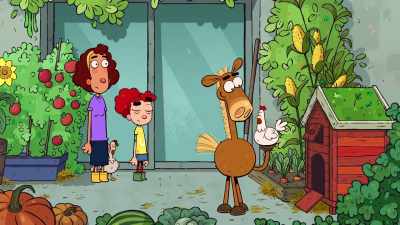- [clucking]
- Hey! Give Hero Horse back! - It's Pony