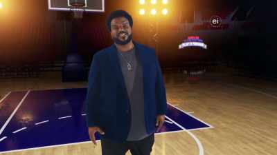 COACH LOU IS ABOUT TO PUT A SPIN
ON KNOCKOUT. - Harlem Globetrotters: Play It Forward