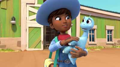 Come back here,
you rascally baby brontosaurus! - Dino Ranch