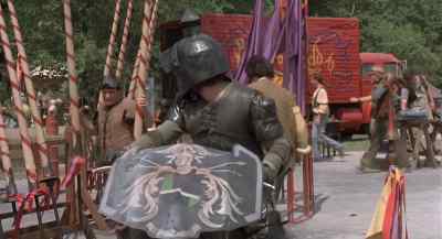 - Come on, let's go.
- No, no, hand weapons. - Knightriders