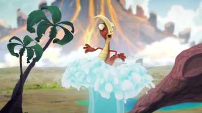 Come on up, guys.
Ride a geyser! It's a blast! - Gigantosaurus