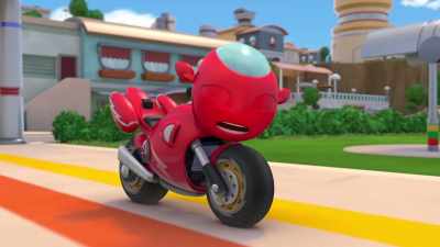 Come on, wheel, stop squeaking.
It's so embarrassing. - Ricky Zoom