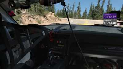 Coming up to sector two now,
trying to get the power down. - Pike's Peak: On The Edge