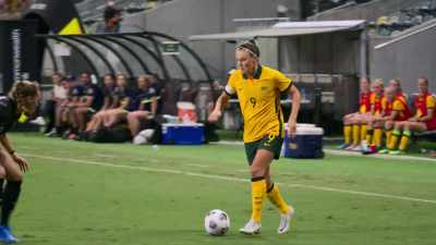 COMMENTATOR 1: And her first touch
in her one hundredth cap - Matildas: The World at Our Feet