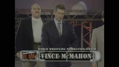 [commentator 1] And here comes
Vince McMahon to a rousing... - Mr. McMahon
