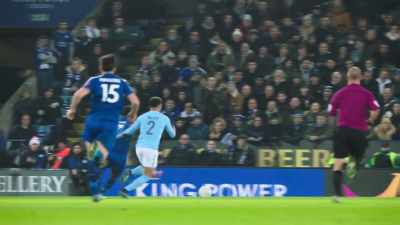 [commentator] Demarai Grey finds Walker,
the challenge comes in from Walker. - All or Nothing: Manchester City
