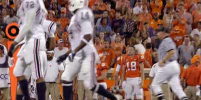 COMMENTATOR: Second down
in the Clemson 33-yard line. - Safety