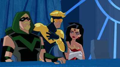 - COMPUTER: (ON SPEAKER) Intruder alert.
-(ALARM BLARING) - Justice League Action
