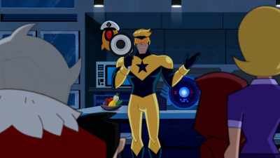 - Computer, recognize
Booster Gold. - Justice League Action