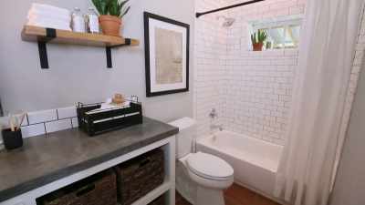 Concrete countertops,
open storage, - Fixer Upper: Behind the Design