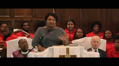 (congregation murmuring
in agreement) - All In: The Fight for Democracy