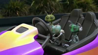 - [contented sighing]
- [tires screeching] - Alien TV