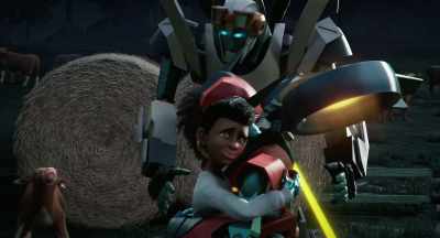 [cowbell dinging]
[moos] - Transformers: EarthSpark