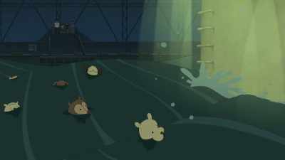 Cower them with the bell! The bell! - Lu Over the Wall