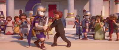 -(crowd booing)
-(grunting) - Playmobil: The Movie