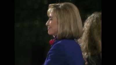 [crowd chanting]
Hillary! Hillary! Hillary! - First Ladies