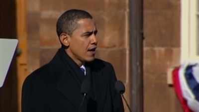 -(CROWD CHEERING)
-It was here in Springfield, - Obama: In Pursuit of a More Perfect Union