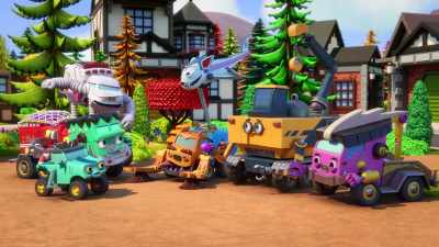 [crowd cheering] - Mighty Monsterwheelies