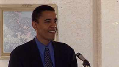 -(CROWD CHUCKLE)
-...but it's Obama. - Obama: In Pursuit of a More Perfect Union