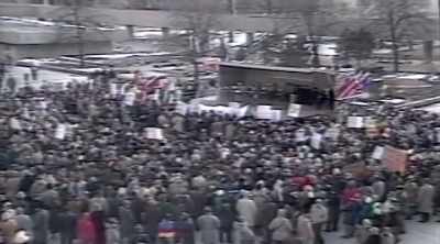 - [CROWD CLAMORING]
- [MAN] We Ukrainians born - The Devil Next Door