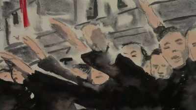 ( crowd shouting )
Sieg Heil! Sieg Heil! - The Number on Great-Grandpa's Arm