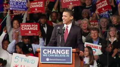 CROWD: Yes, we can! Yes, we can!
Yes, we can! - Obama: In Pursuit of a More Perfect Union