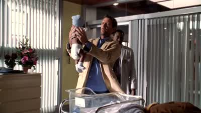 Hi. Bye. He's screaming. He's fine. - House