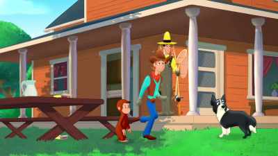 (Curious George chattering)
(dog barking) - Curious George: Go West, Go Wild