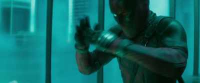 Cut. I've got bad guy blood,
right in my open eye. - Deadpool 2
