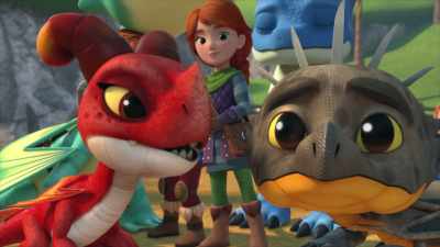 -Cutter, back off, you're crowding me.
-Yep, Aggro's definitely back. - Dragons: Rescue Riders: Secrets of the Songwing