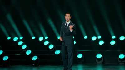 Cutting a ribbon,
cutting an umbilical cord, - Jimmy Carr: Natural Born Killer