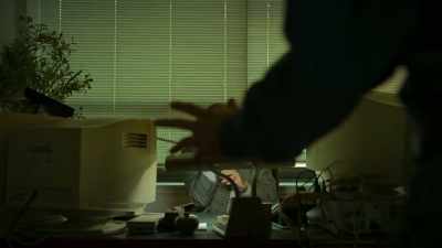 Dark. Darkly lit. He
always had three screens. - Have You Seen This Man?
