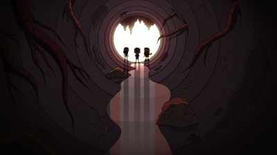 [David whimpers]
I hate dark, creepy tunnels. - Hilda