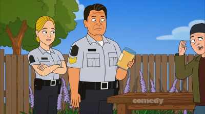 - [Davis] Down, boys! Down!
- Hey, uh... I was thinking, - Corner Gas Animated