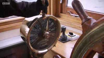 Debbie communicates with the engine
room using the ship's telegraph, - Grand Tours of Scotland's Lochs