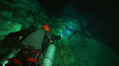 Deep beneath what was
once Maya civilization. - Lost Treasures of the Maya