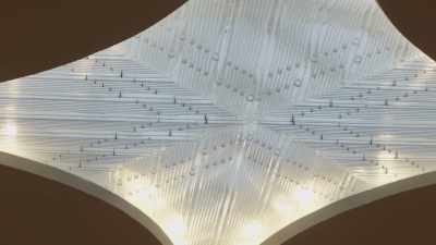 Delicate light enters through
patterns of Pyrex tubes, - Frank Lloyd Wright: The Man Who Built America