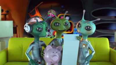 [delighted babbling] - Alien TV