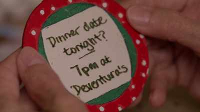 "Dinner date tonight?
7 p.m. at Deventura's." - Christmas on Windmill Way