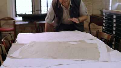 Displayed on this table
are Bell's actual maps. - Tales From The Explorers Club