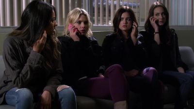 Distorted voice:
 EMILY, I OWE YOU ONE.
 ( lines disconnects ) - Pretty Little Liars