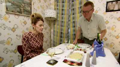- Do you want me to serve you? 
- Yeah, please, yeah. - Back in Time for Dinner