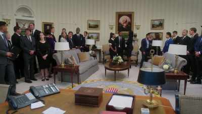 DONALD: AHEM.
YOU'RE ALL HERE? - Tyler Perry's The Oval
