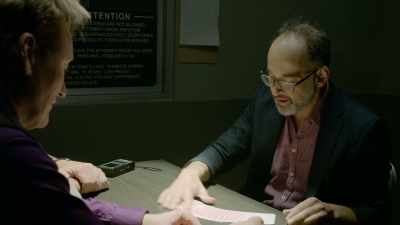 Don't they frisk people before they
bring them into this interrogation room? - Murderville