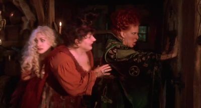 Don't get your knickers in a twistWe are just three kindly old spinster ladiesUh spending a quiet evening at homeSucking the lives out of little children - Hocus Pocus
