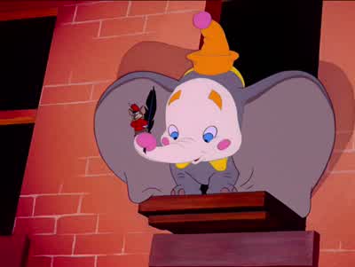 Look at that house Dumboyou're standing on the threshold of successDon't look down It'll make you dizzyBoy are they in for a surprise Ho hoGot the magic feather Good - Dumbo