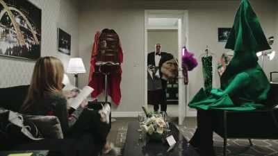 [door bangs open] - Kidding