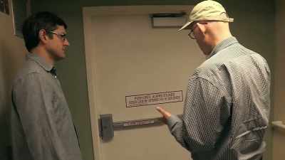 "Door can be opened
in 15 seconds." - Louis Theroux: Life on the Edge