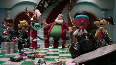 Doorbell Carolers (singing):
♪ Answer the door ♪ - Santa Inc.
